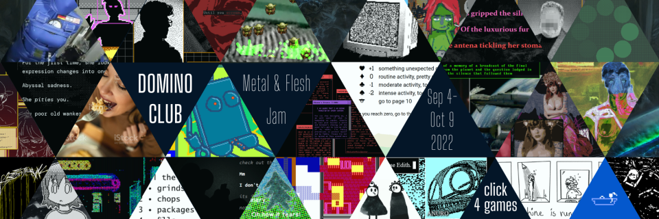 collage of game screenshots: Metal & Flesh Jam. Sep 4 - Oct 9, 2022. CLICK TO PLAY GAMES
