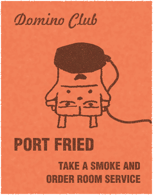 monopoly chance card "PORT FRIED, TAKE A SMOKE AND ORDER ROOM SERVICE" with mr domino mascot sitting in vr headset