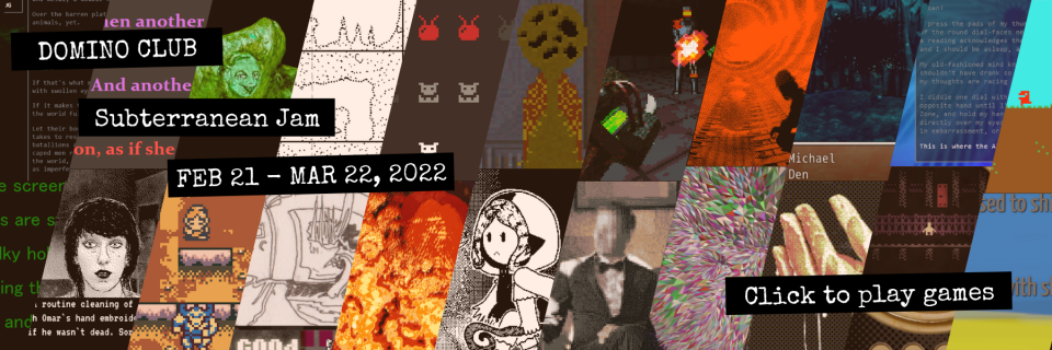 collage of game screenshots: Subterranean Jam. FEB 21 - MAR 22, 2022. CLICK TO PLAY GAMES
